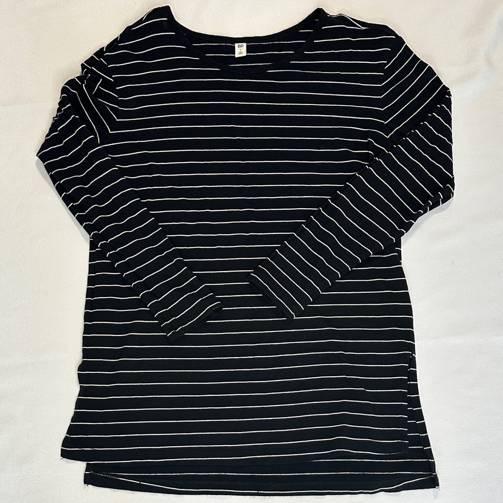 BP Black and White Striped Long Sleeve Top